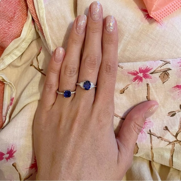 NEW Solid Sterling Silver Lab Blue Sapphire Ring - Picture 6 of 6